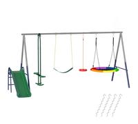Balançoire Aire De Jeux 4+1 Agrès Acier Gris TU