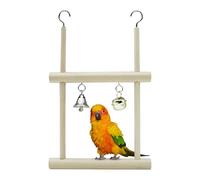 Balançoire aux Oiseaux Échelle de Perchoir en Bois avec Clochette