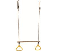 Balançoire avec anneaux de gymnastique 2 en 1, balançoire trapèze, Outdoor Indoor, balançoire pour enfants en bois, à suspendre, balançoire de jardin, jouet, jaune jusqu'à 70 kg