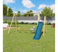 Balançoire avec toboggan et nacelle - techwood harmonie amily bleu/corail TU