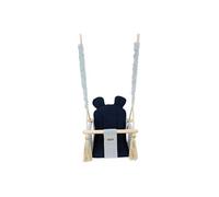 Balançoire bascule bois coton bleu marine argent