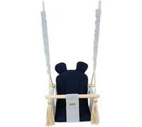 Balançoire bascule bois coton bleu marine argent Noir