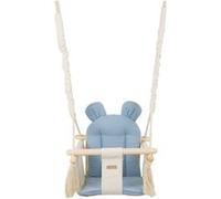 Balançoire bascule bois coton crème, bleu clair