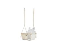 Balançoire bascule bois coton crème carreaux gris