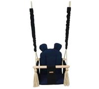 Balançoire bascule bois coton noir, bleu marine