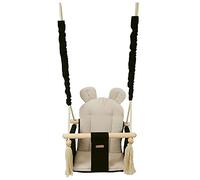Balançoire bascule confortable pour enfants en bois coton terrasse jardin maison (dessin: noir, creme)