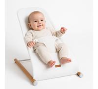 Chaise à bascule pour bébé, chaise à bascule pour bébé, balançoire pour bébé, filet en maille blanc, max. 9 kg, acier hêtre, LxLxH 46x74x56 cm
