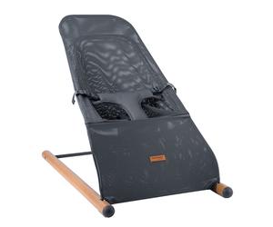 Balançoire bébé Chaise à bascule nourrisson Balançoire bébé Bouncer, filet maille anthracite, max. 9kg, hêtre acier, lxLxH 46x74x56 cm