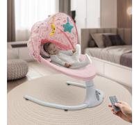 Balançoire bébé, Fauteuil à bascule électrique pour bébé avec télécommande, Fauteuil à bascule pour bébé avec Bluetooth, Rose