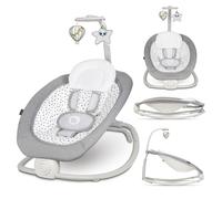 Lionelo Pascal transat bébé avec vibrations délicates, 12 mélodies avec réglage du volume, dossier réglable, barre à jouets interactifs, pliage compact