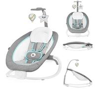 Lionelo Pascal transat bébé avec vibrations délicates, 12 mélodies avec réglage du volume, dossier réglable, barre à jouets interactifs, pliage compact