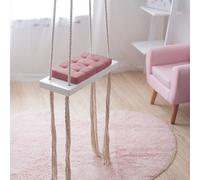 Balançoire bébé rose Balançoire en bois jusqu'à 50kg Balançoire extérieure Indoor Balançoire de jardin pour enfants Siège de balançoire avec coussin éponge Cadeau