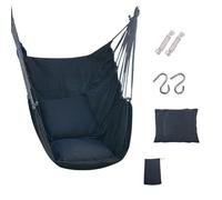 Balançoire de Chaise hamac, Chaise hamac Suspendue avec 2 Coussins, Sac de Rangement, Chaise hamac d'extérieur pour Salon intérieur et extérieur avec Corde de sécurité et Crochet en S(B,9)