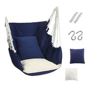 Balançoire de Chaise hamac, Chaise hamac Suspendue avec 2 Coussins, Sac de Rangement, Chaise hamac d'extérieur pour Salon intérieur et extérieur avec Corde de sécurité et Crochet en S(C,6)