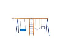 Balançoire De Jardin 6 En 1 Portique Métal Capacité 200kg Enfants 3 Ans Et Plus