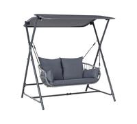 Balançoire de Jardin Moderne Siège en Polyester avec Auvent Cadre en Acier Extér