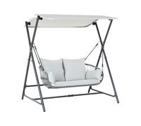 Balançoire de Jardin Moderne Siège en Polyester avec Auvent Cadre en Acier Extér