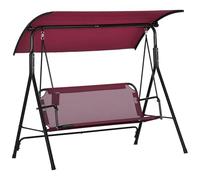 Balançoire de Jardin Outsunny 3 Places avec auvent réglable, balançoire d'extérieur avec Tissu Respirant et siège en métal, capacité de Charge jusqu'à 240 kg, 172x110x153 cm, Rouge vin