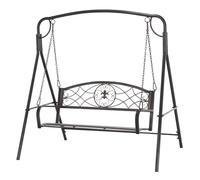 Balançoire de jardin Outsunny pour 2 personnes, balançoire hollywoodienne, banc à bascule, métal, noir avec tons dorés, 167 x 123 x 175 cm