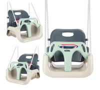 Balançoire de jardin pour enfants COIL, chaise suspendue, robuste 3 en 1, siège baquet, rayures gris olive