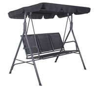 SPRINGOS Balancelle de jardin Fiona, balancelle Hollywoodienne avec toit, banc de balancement, pour 3 personnes, H x L x P : 150 x 170 x 109 cm (noir).
