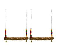 Balançoire de Poulet en Bois avec Cloche et Perle, 2 pièces, Grands perchoirs à Oiseaux, Support, Fournitures pour Animaux de Compagnie