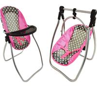 Balançoire de poupée Chaise de salle à manger Alice étoiles gris-rose