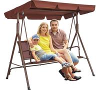 balançoire de terrasse 3 places balançoire hollywoodienne avec baldaquin réglable balançoire de véranda avec accoudoirs tissu Teslin et cadre en acier allié pour balcon arrière-cour terrasse jardin br