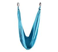 Balançoire de yoga antigravité en nylon bleu ciel avec poignées mousse et sangles d'extension, hamac fitness multifonction fauteuil bascule