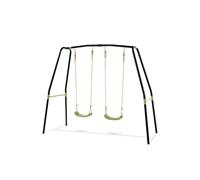 Balançoire Double Avec Barre Fixe Pour Jardin Enfant Noir TU