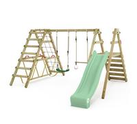 WICKEY Portique balançoire Aire de Jeux Smart Shake avec Toboggan - Extension d'escalade (Vert Pastel)