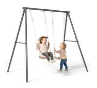 Balançoire Double de Jardin HyperMotion pour Enfants avec Sièges Réglables et Structure Acier