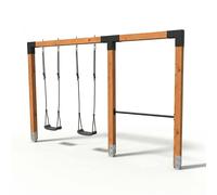 Balançoire Double En Bois Avec Barre Fixe 372cm Pour Jardin Naturel TU