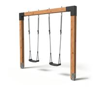 Balançoire Double En Bois Robuste 230cm Pour Enfants Dès 3 Ans Naturel TU