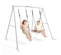 Balançoire de jardin double HyperMotion avec rangement pour nid d'autruche et ensemble de sièges classiques pour enfants Plac Play 3+