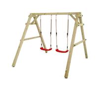 WICKEY Balançoire pour Enfants Sky Dancer Prime - Balançoire Rouge & châssis en Bois, portique de balançoire extérieur, balançoire Double, balançoire en Bois pour Enfants dans Le Jardin