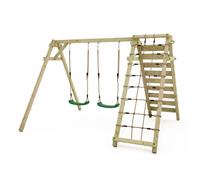 Balançoire double WICKEY Smart Cliff avec mur d’escalade et 2 sièges vert - 10 ans de garantie*