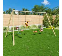 Balançoire duo avec trapèze, siège bébé et échelle - manou 2 bleu TU