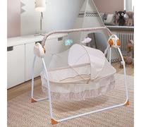 Balançoire électrique pour bébé - Balançoire pour bébé - 5 niveaux de lecture de musique réglables - Avec télécommandes et moustiquaire - Dimensions du lit : 90 x 52 x 30 cm - Stable et silencieuse -