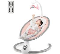 Balançoire électrique pour bébé COSTWAY, balancelle avec 5 niveaux de balancement, fonction minuterie à 3 niveaux, ceinture de sécurité à 5 points, jouets, musique, télécommande, fauteuil à bascule po