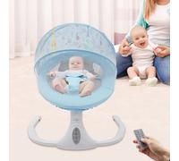 Balançoire électrique pour bébé, Fauteuil à bascule électrique pour bébé avec télécommande, balançoire pour bébé avec Bluetooth, bleu