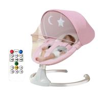 Balançoire électrique pour bébé, trois vitesses réglables, télécommande, Bluetooth, pliable et amovible, fauteuil à bascule rose