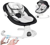 Balançoire électrique pour bébés à tout-petits avec 5 vitesses, 3 positions de siège, mousqueton à 5 points, avec musique Bluetooth, 10 mélodies prédéfinies, coussin amovible
