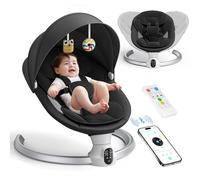 Balançoire électrique pour bébés, avec application et télécommande, harnais 5 points, 10 musiques Bluetooth et 5 vitesses, supporte 9 kg pour les nouveau-nés de 0 à 6 mois, garçons et filles