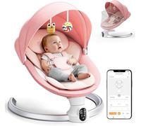 Balançoire électrique pour bébés, avec application et télécommande, harnais 5 points, 10 musiques Bluetooth et 5 vitesses, supporte 9 kg pour les nouveau-nés de 0 à 6 mois, garçons et filles