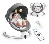 Balançoire électrique pour bébés, avec application et télécommande, harnais 5 points, 10 musiques Bluetooth et 5 vitesses, supporte 9 kg pour les nouveau-nés de 0 à 6 mois, garçons et filles