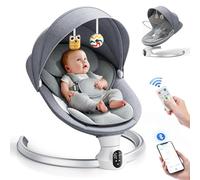 Balançoire électrique pour bébés, avec application et télécommande, harnais 5 points, 10 musiques Bluetooth et 5 vitesses, supporte 9 kg pour les nouveau-nés de 0 à 6 mois, garçons et filles