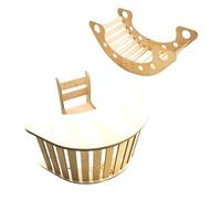 Balançoire en bois - Arc d'escalade Montessori - Balançoire pour enfant - Arc d'escalade pour enfants - Arche d'escalade - Balançoire en bois - Bureau avec chaise - Table de jeu EC UE (naturel)