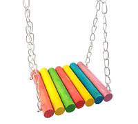 Balançoire en bois naturel avec crochets, couleur arc-en-ciel, hamac à suspendre pour furets, chinchillas et perroquets