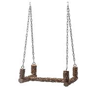 Balançoire en bois naturel pour perroquet, support en bois, perchoir à mâcher, chaîne en métal, accessoires pour grands oiseaux de compagnie
